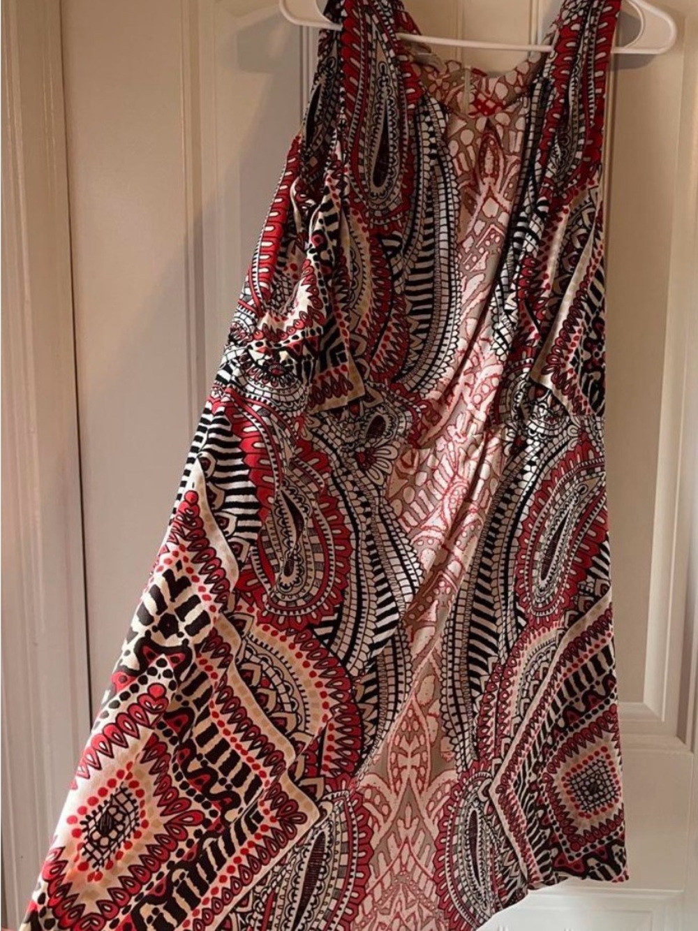 Dress Barn Red and Black Paisley Skater Skirt